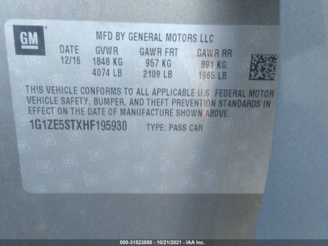 1G1ZE5STXHF195930 Chevrolet MALIBU 1LT
