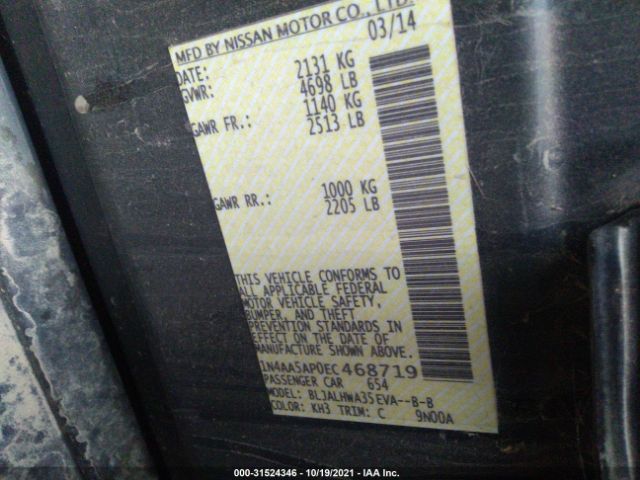 1N4AA5AP0EC468719 Nissan Maxima 3.5 Sv W/premium Pkg