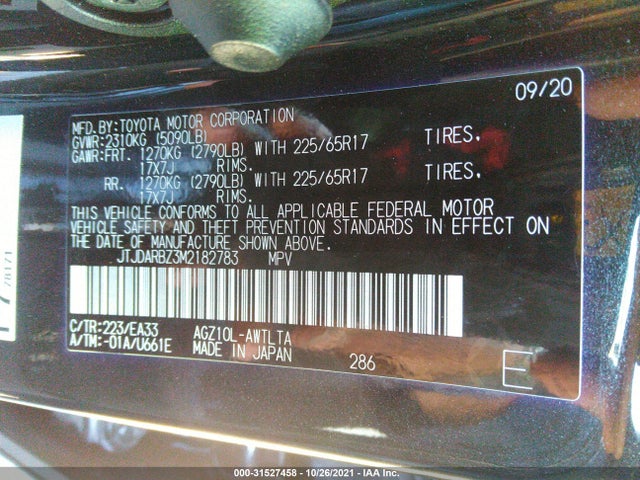 2021 Lexus NX, VIN: JTJDARBZ3M2182783