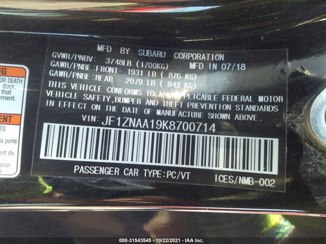 2019 Toyota 86, VIN: JF1ZNAA19K8700714