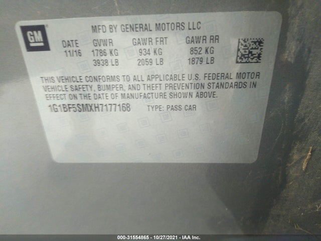 Chevrolet Cruze Premier 2017 1G1BF5SMXH7177168 Image 10