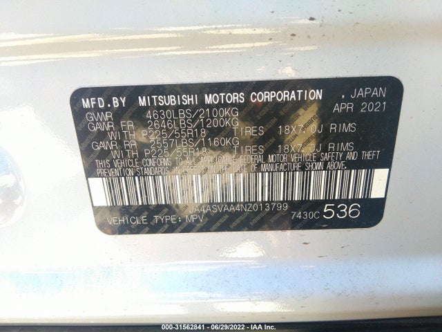2022 Mitsubishi Eclipse, VIN: JA4ASVAA4NZ013799