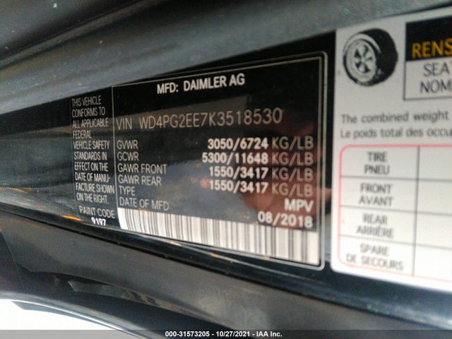 2019 Mercedes-Benz Metris, VIN: WD4PG2EE7K3518530