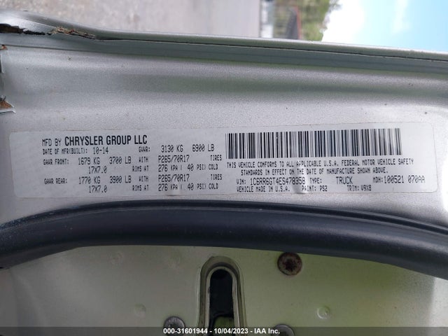 RAM 1500 Slt 2014 1C6RR6GT4ES478358 Image 9