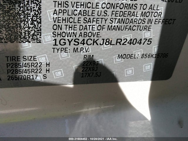 2020 Cadillac Escalade, VIN: 1GYS4CKJ8LR240475