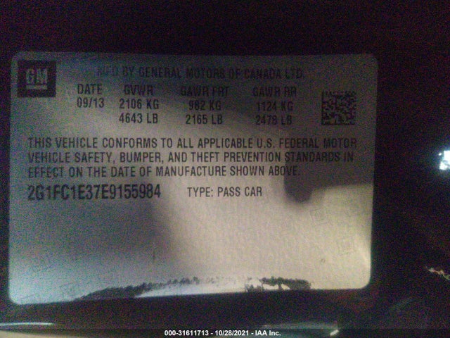Chevrolet CAMARO LT 2014 2G1FC1E37E9155984 Image 9