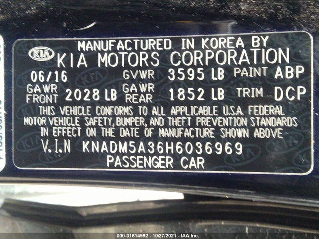 2017 Kia Rio, VIN: KNADM5A36H6036969