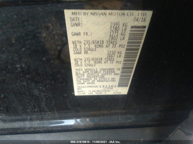 Nissan MURANO S 2016 5N1AZ2MHXGN131161 Image 9