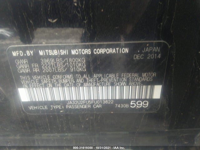 Mitsubishi Lancer 2015 JA32U2FU5FU013622 Image 11