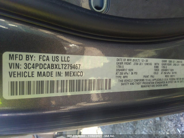 Dodge Journey Se Value 2020 3C4PDCABXLT279467 Image 9