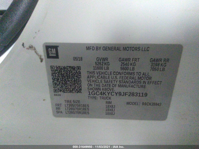 2018 Chevrolet Silverado 3500, VIN: 1GC4KYCY9JF283119