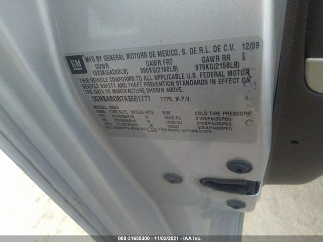 2010 CHEVROLET HHR VIN: 3GNBABDB7AS561777