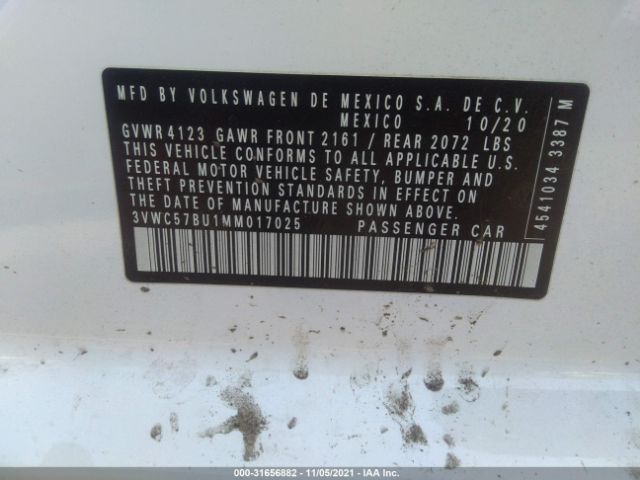 3VWC57BU1MM017025 Volkswagen Jetta 1.4t R-line/1.4t S/1.4t Se