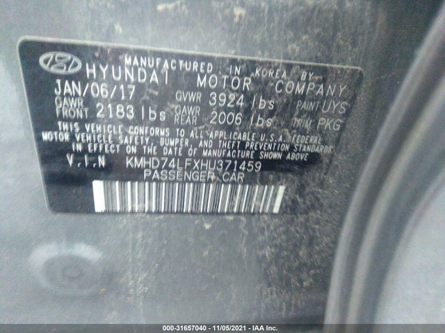 Hyundai ELANTRA SE 2017 KMHD74LFXHU371459 Image 10