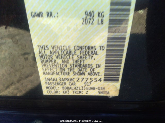 Nissan Altima 2.5 Sr 2017 1N4AL3APXHC277554 Image 9