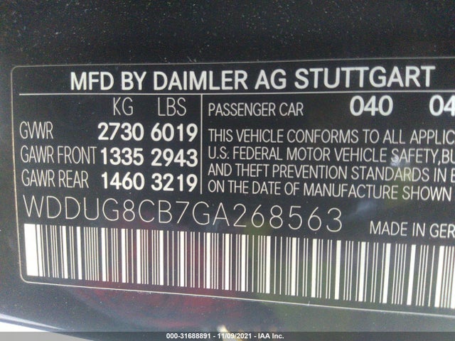 2016 Mercedes-Benz S-Class, VIN: WDDUG8CB7GA268563