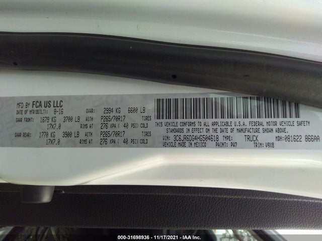 3C6JR6DG4HG504618 RAM 1500 Tradesman