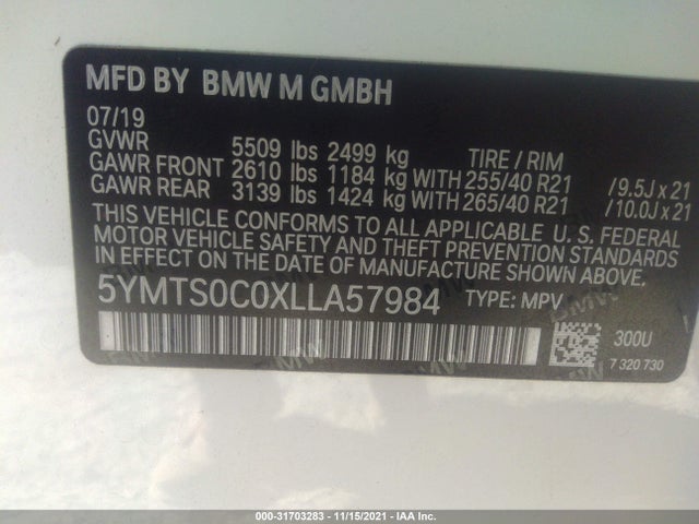2020 BMW X3, VIN: 5YMTS0C0XLLA57984