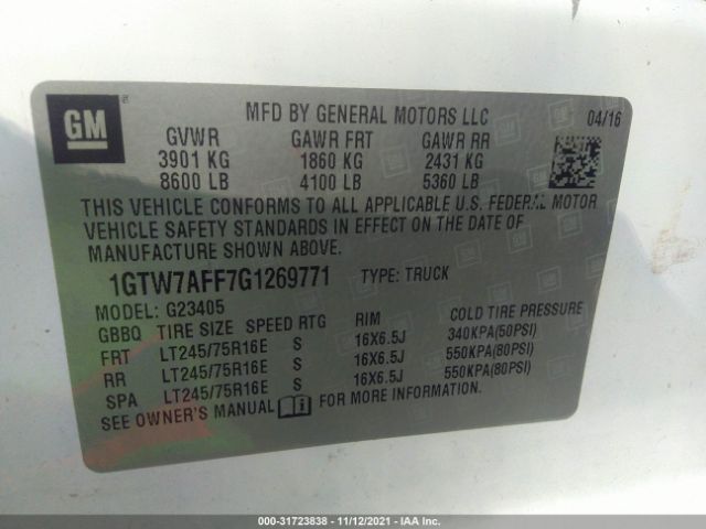 1GTW7AFF7G1269771 GMC Savana 2500 Work Van