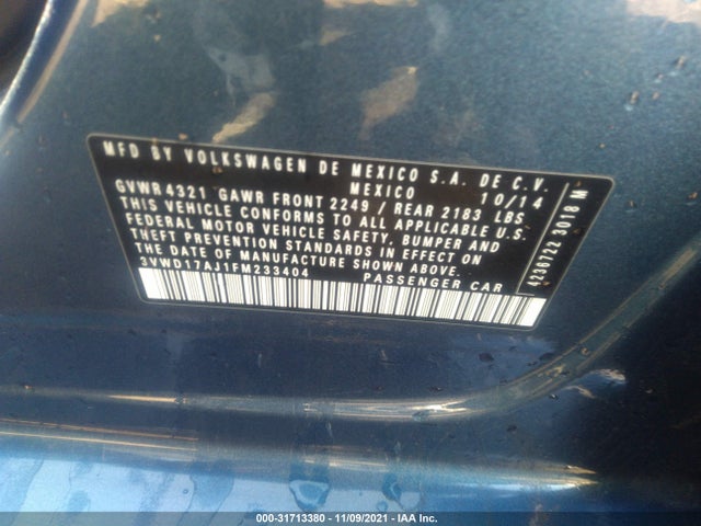 3VWD17AJ1FM233404 Volkswagen Jetta Sedan 1.8t Se