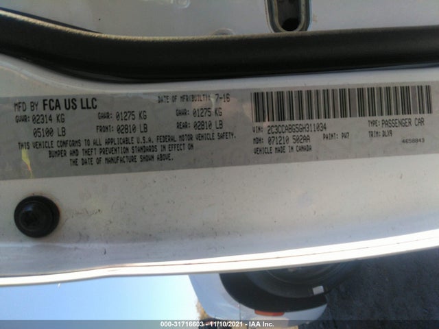 31716603 :رقم المزاد ، 2C3CCABG5GH311034 vin ، 2016 Chrysler 300 300s مزاد بيع