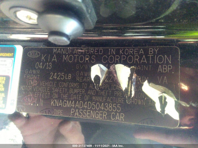 KIA Optima Hybrid Lx 2013 KNAGM4AD4D5043855 Image 10