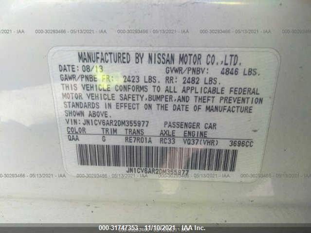 2013 INFINITI G37 SEDAN X VIN: JN1CV6AR2DM355977