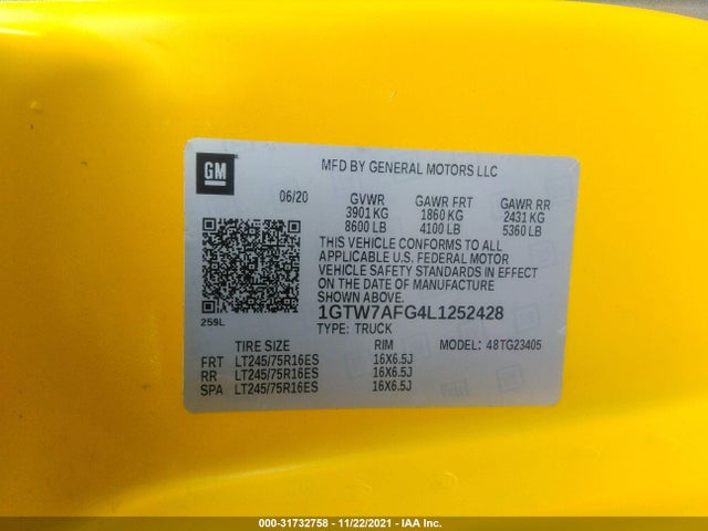 GMC SAVANA CARGO VAN 2020 1GTW7AFG4L1252428 Image 10