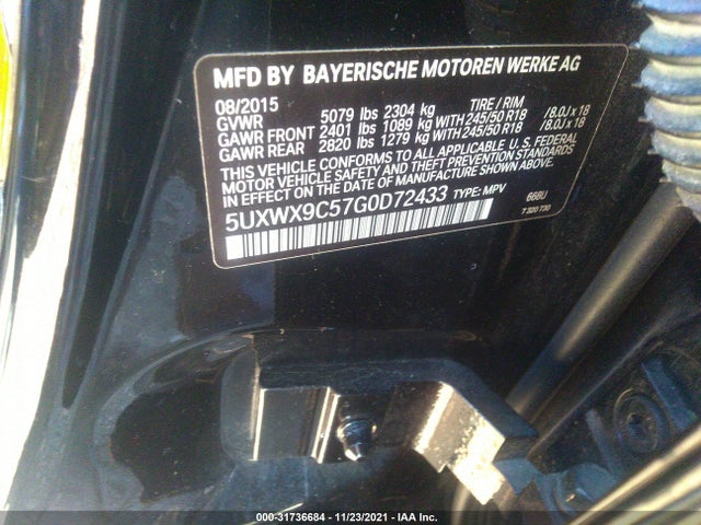 2016 BMW X3, VIN: 5UXWX9C57G0D72433