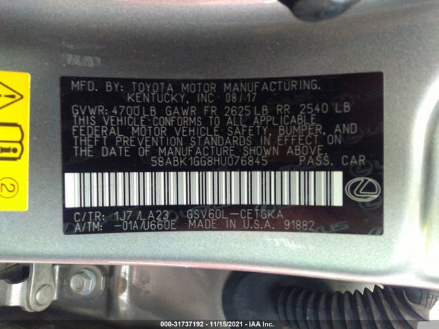 2017 Lexus ES, VIN: 58ABK1GG8HU076845