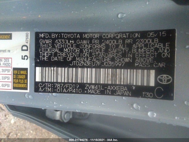 2015 Toyota Prius, VIN: JTDZN3EU7FJ035997