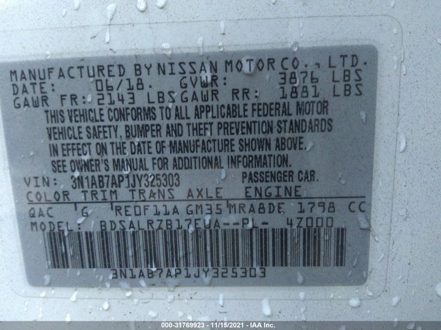 Nissan SENTRA SR 2018 3N1AB7AP1JY325303 Image 9