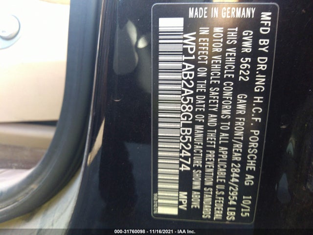 2016 Porsche Macan, VIN: WP1AB2A58GLB52474