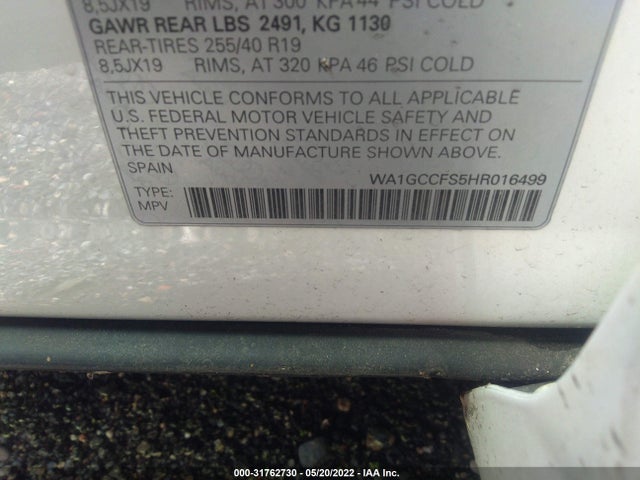 2017 Audi Q3, VIN: WA1GCCFS5HR016499