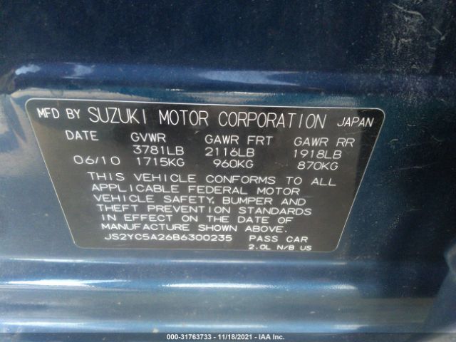 JS2YC5A26B6300235 Suzuki SX4 LE