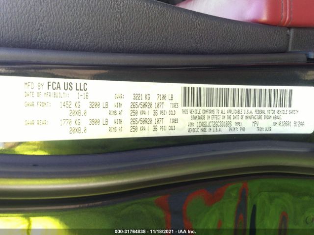 1C4SDJCT2GC331826 Dodge Durango R/t