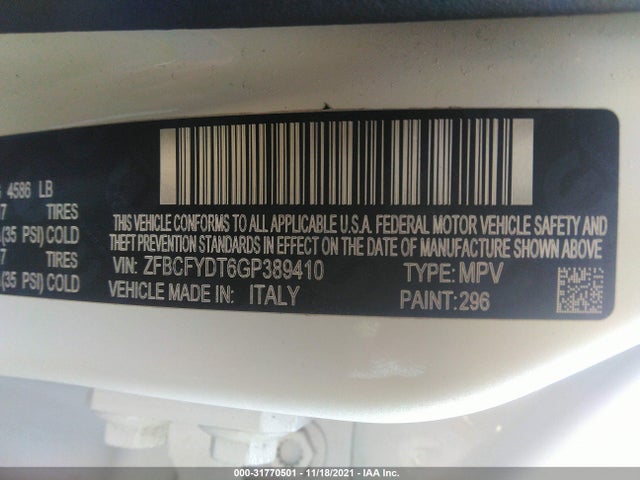2016 Fiat 500X, VIN: ZFBCFYDT6GP389410