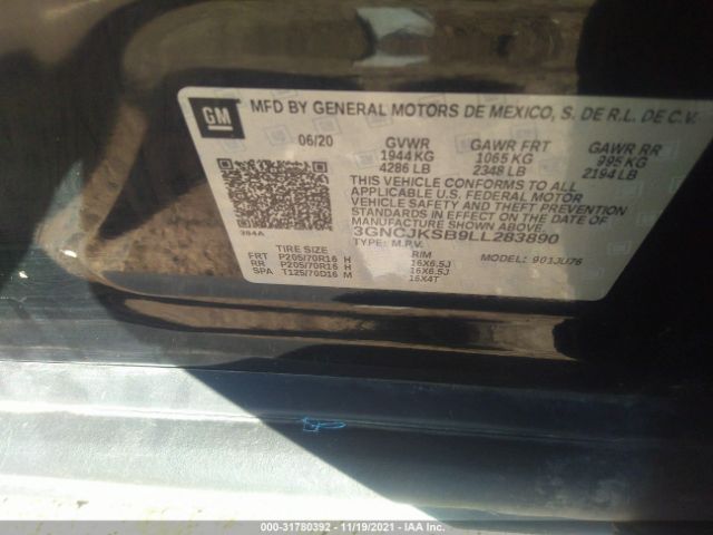 3GNCJKSB9LL283890 Chevrolet Trax Fwd Ls