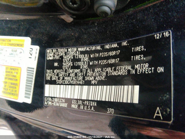 Toyota Sienna Xle Auto Access 2017 5TDYZ3DC7HS814461 Image 10