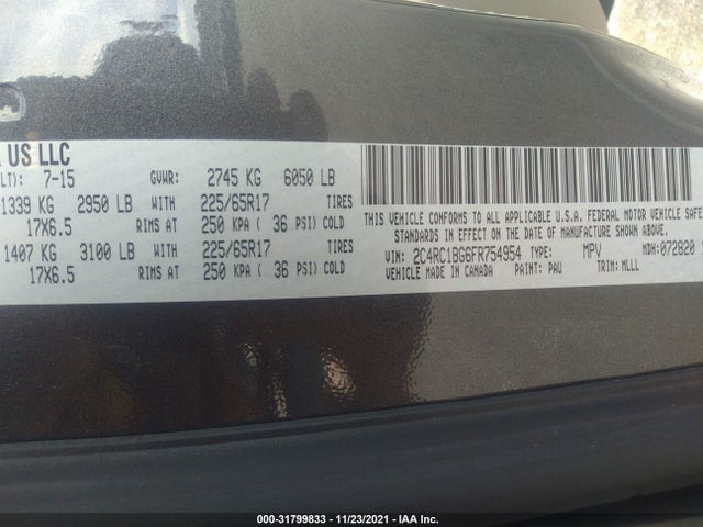 2015 Chrysler Town & Country, VIN: 2C4RC1BG6FR754954