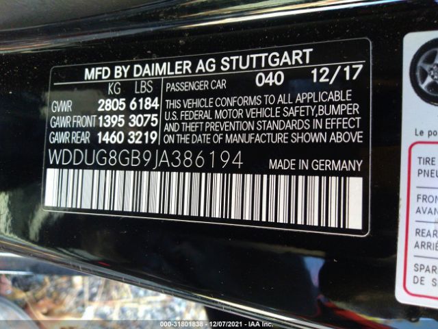 WDDUG8GB9JA386194 Mercedes-Benz S-class S 560