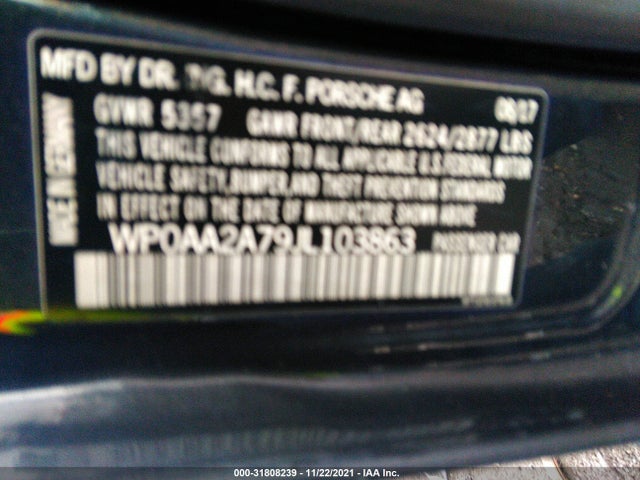 2018 Porsche Panamera, VIN: WP0AA2A79JL103863