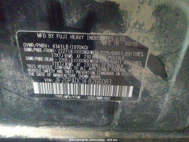 JF2GPADC9F8266083 Subaru Xv Crosstrek Premium