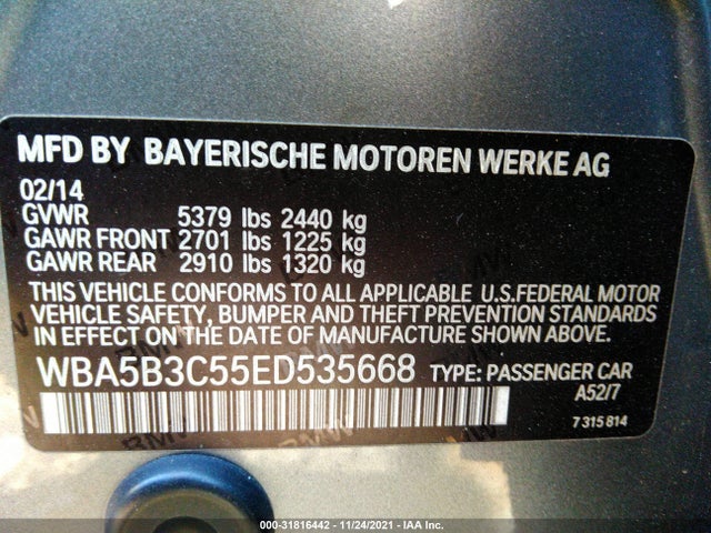 WBA5B3C55ED535668 BMW 5 Series 535i Xdrive