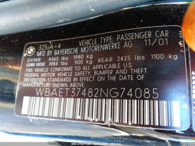 WBAET37482NG74085 BMW 3 Series 325i
