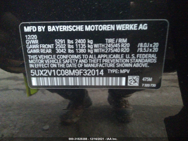 2021 BMW X4, VIN: 5UX2V1C08M9F32014