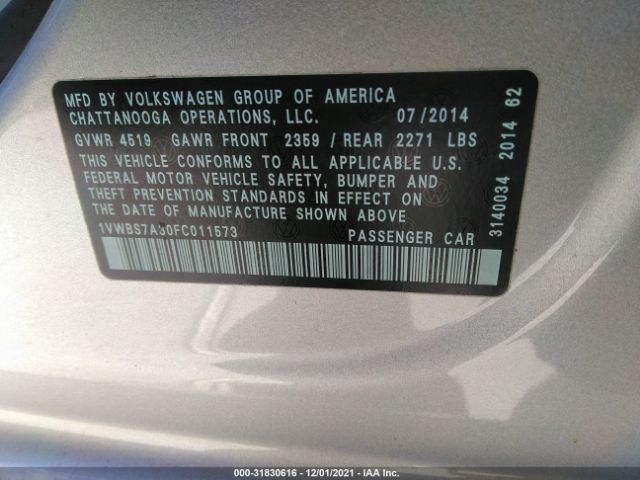 1VWBS7A30FC011573 Volkswagen Passat 1.8t Se