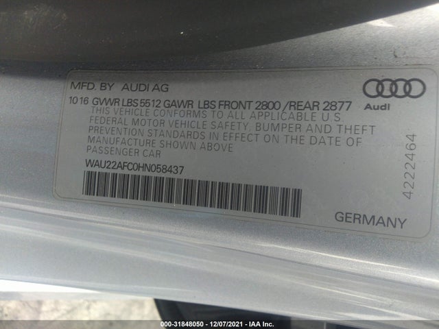 2017 Audi A7, VIN: WAU22AFC0HN058437