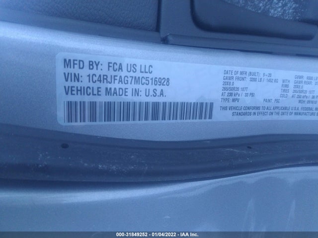 2021 JEEP GRAND CHEROKEE VIN: 1C4RJFAG7MC516928