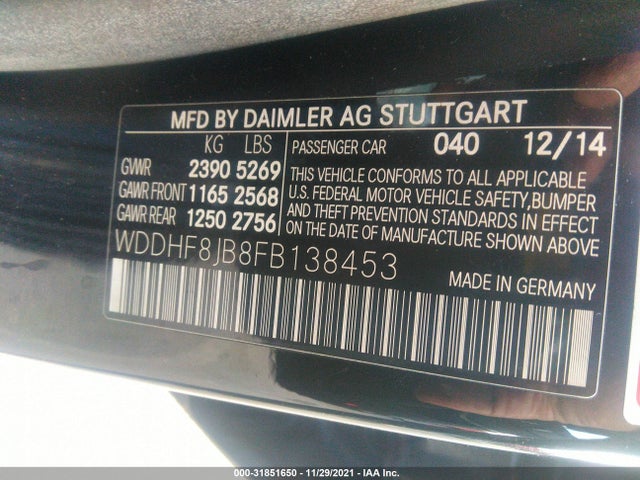 2015 Mercedes-Benz E-Class, VIN: WDDHF8JB8FB138453